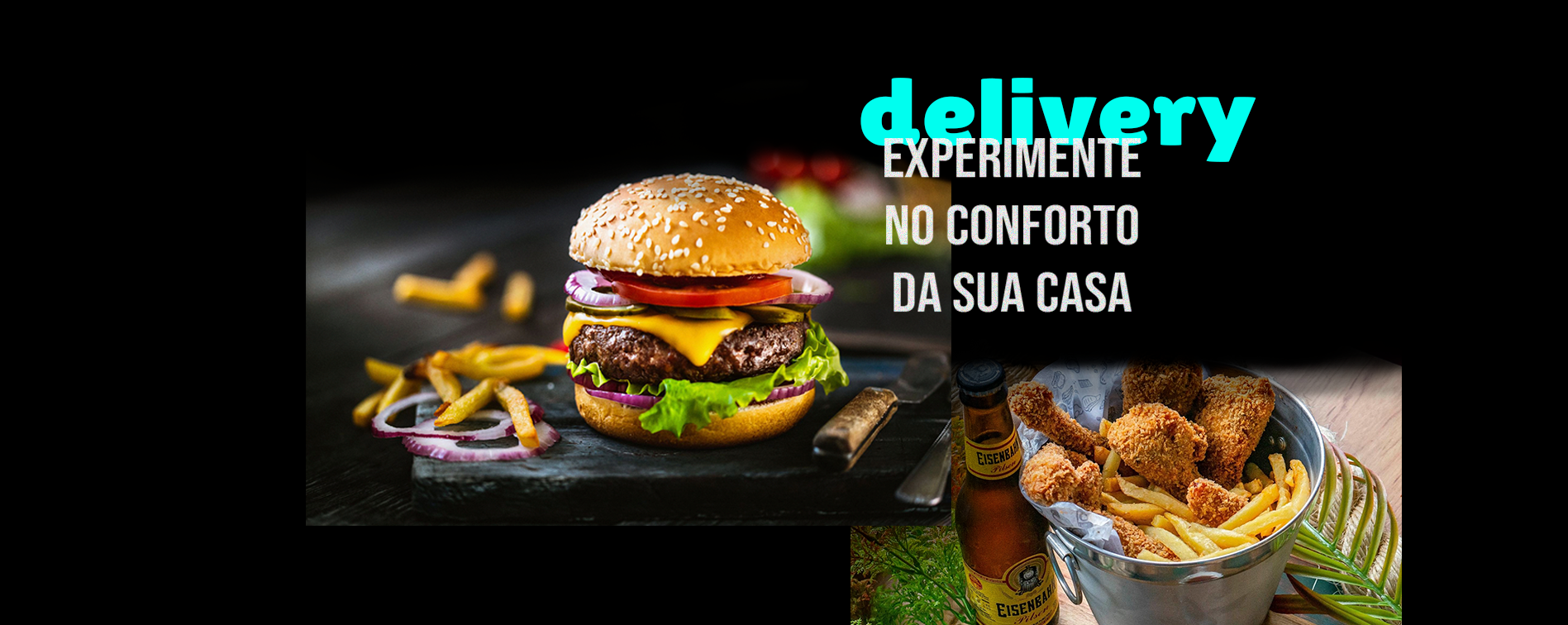 Banner representando hamburger artesanal oferecido pelo restaurante